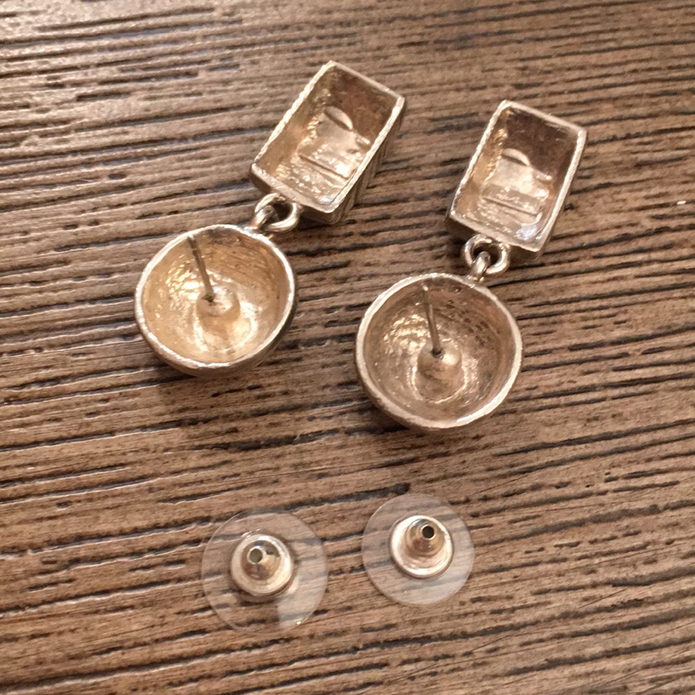 Vintage Silvertone Circle Rectangle Dangle Earring - image 8